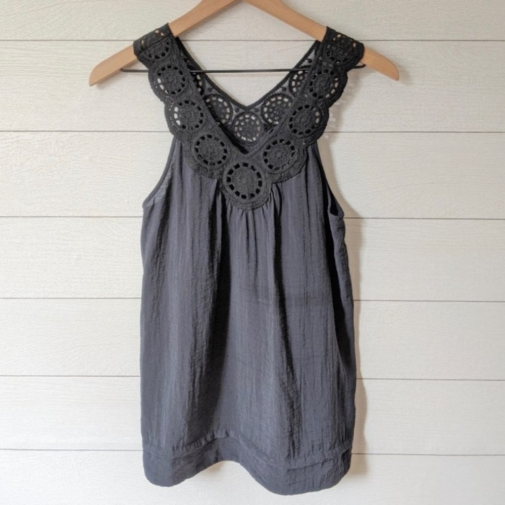 BCBGMaxAzria Crochet Trim Sleeveless Tank